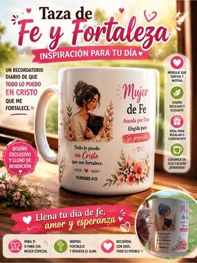 Mug - Mujer de Fe Inspirational Ceramic Mug in White